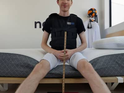 GhostBed Classic edge support test (weighted vest) 