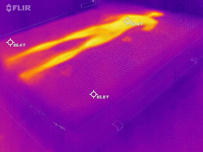 Layla Hybrid Firm cooling test before