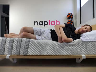 Leesa Hybrid side sleeping with vest