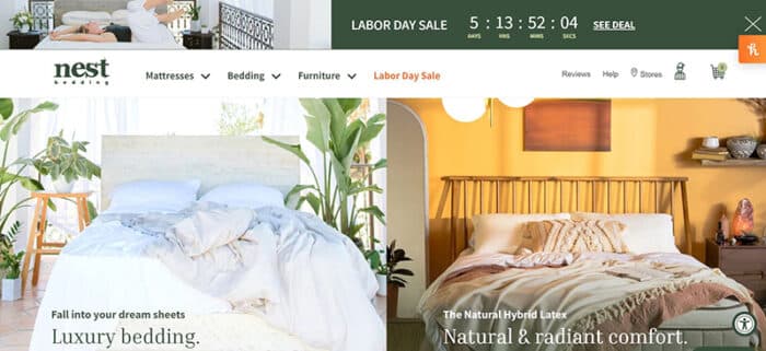 NestBedding.com home page 
