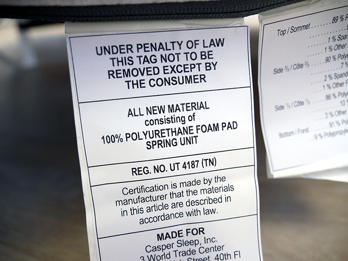 Casper Original Hybrid Product Tag