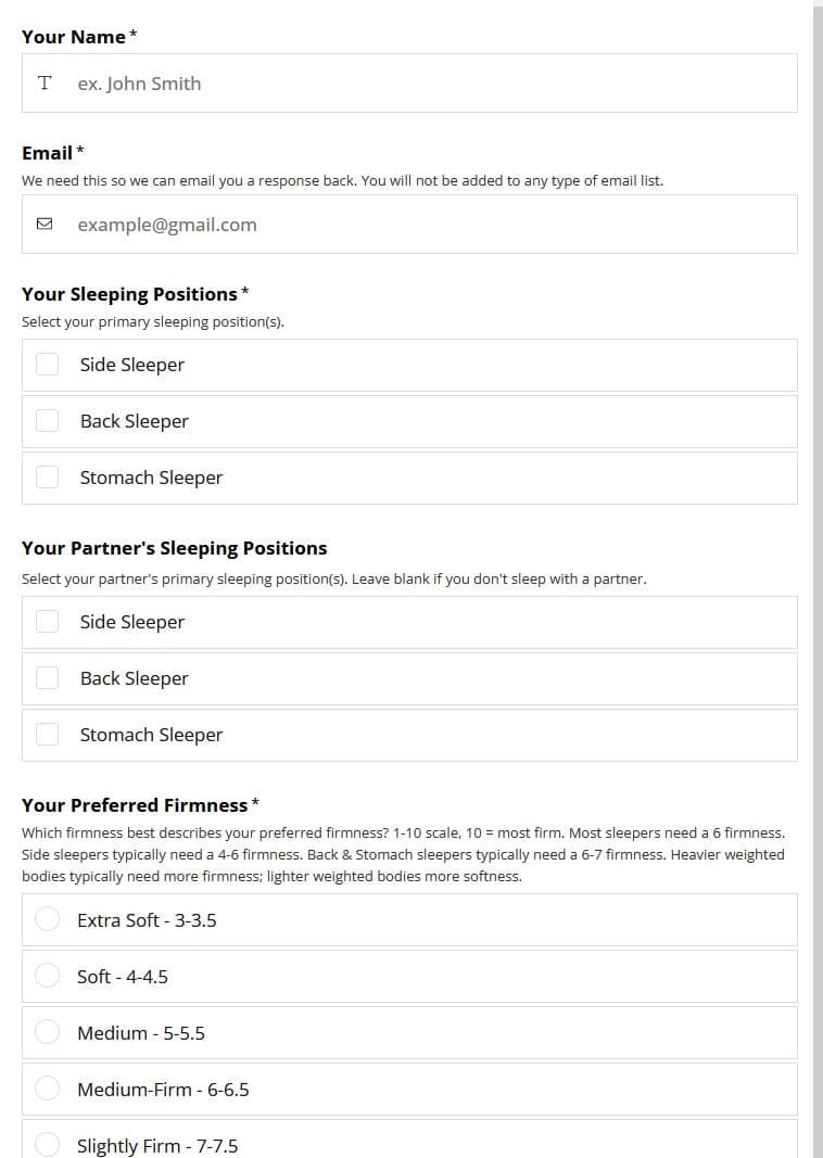 Personal Mattress Recommendation