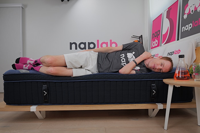 Dreamcloud Luxe Hybrid Edge Support Test Side Sleeping 2