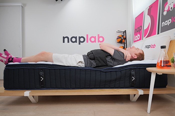 Dreamcloud Premier Hybrid Edge Support Test Back Sleeping With Vest