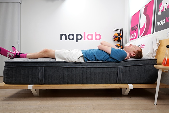 Ghostbed Luxe Hybrid Edge Support Test Back Sleeping