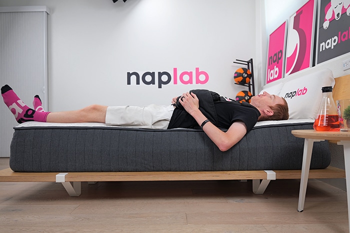 Ghostbed Signature Foam Edge Support Test Back Sleeping With Vest