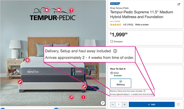 Tempurpedic Supreme Hybrid Free In Home Delivery