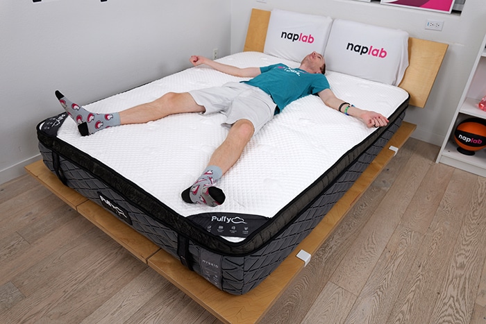 Puffy Lux Hybrid Back Sleeping